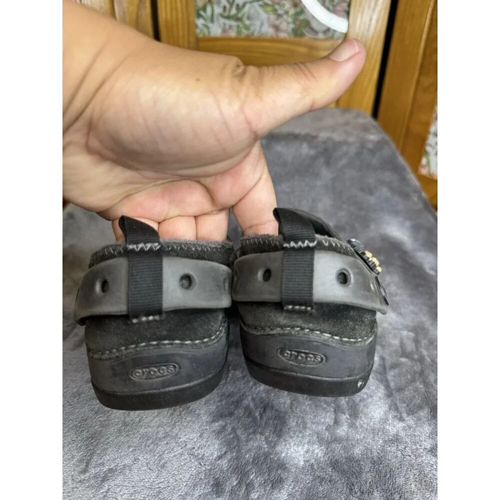 CROCS Dawson Black Suede Faux Fur Kids Unisex Shoes Child Sz C12/13 2 Pairs